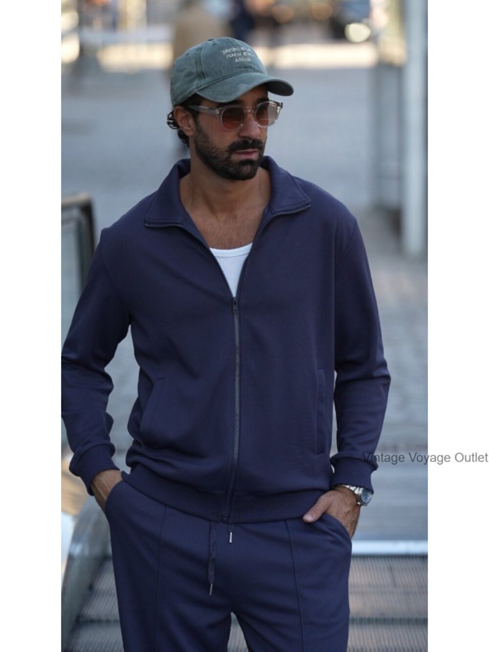 Matching 2 Piece Athletic Full Zip Tracksuit Jacquard Jogging Set Jacket and - Picture 6 of 6